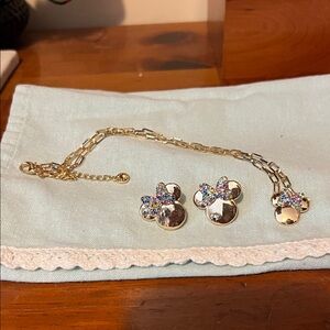 Baublebar Gold Mickey Mouse Necklace and Earrings Set